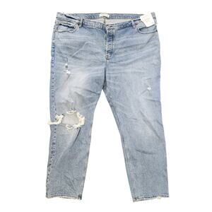 Abercrombie & Fitch Jeans Dad High Rise Button Fly Plus Size 24/37 Distressed